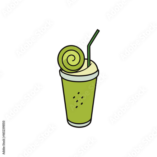 Refreshing kiwi smoothie with a vibrant green swirl and a fresh kiwi slice