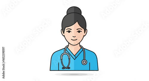 Female Doctor or Nurse Avatar Icon Healthcare Professional Illustration