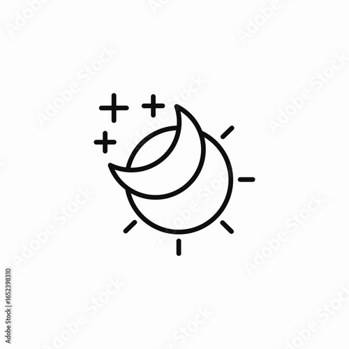 sun moon crescent icon sign vector