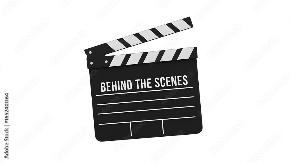 Fototapeta premium Behind the scenes movie film making production clapperboard cinema industry entertainment filmmaking action 100 on transparent background