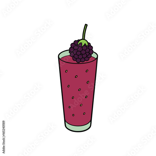Refreshing mulberry drink in a traditional glass with fresh berries