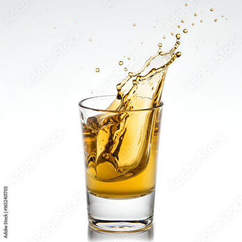 Glass of refreshing lemonade with ice cubes and straw