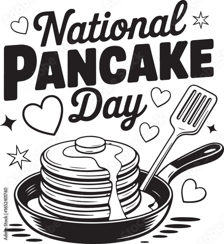 National Pancake Day image featuring a stack of pancakes in a pan