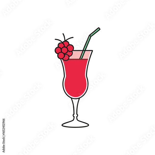 Refreshing raspberry mocktail served in an elegant glass with ice cubes