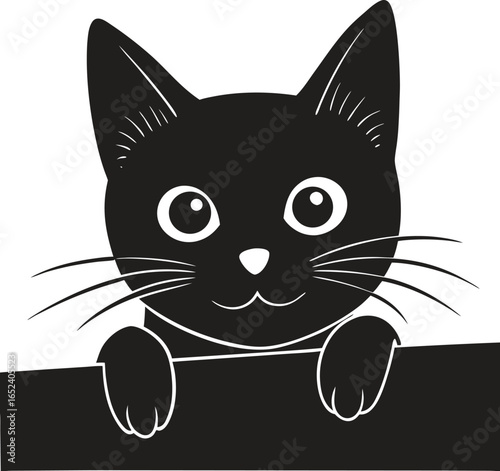 Black Cat Silhouette – Halloween, Pet, Animal, Cute Vector Isolate on White Background