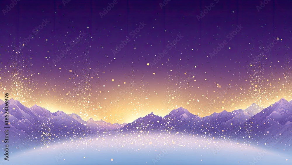 Fototapeta premium Magical Sunrise Mountain Range, Winter Wonderland Background