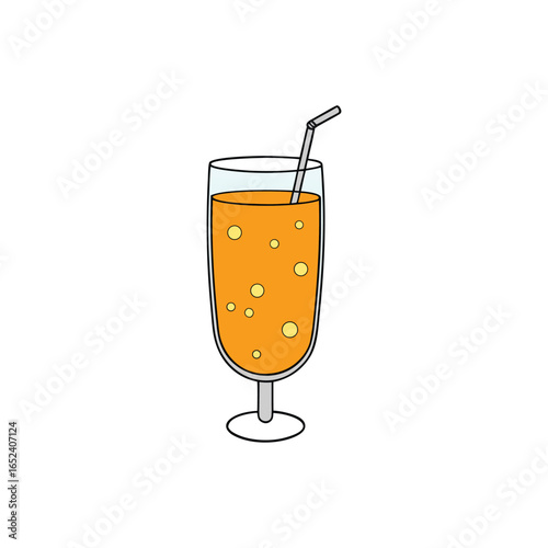 Refreshing sparkling orange lemonade in a glass with effervescent bubbles