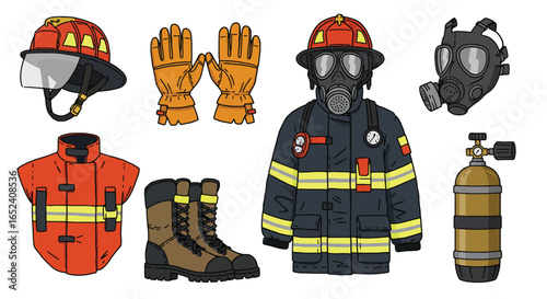 Firefighter Equipment Set for Emergency Services