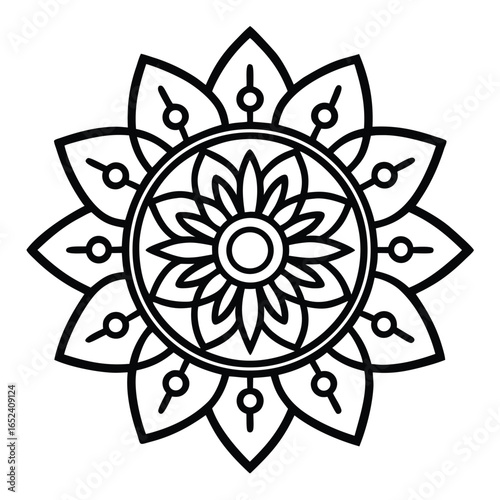 Intricate Black and White Mandala Design