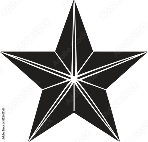Nautical star silhouette. Compass, navigation, marine, tattoo vector isolate on white background