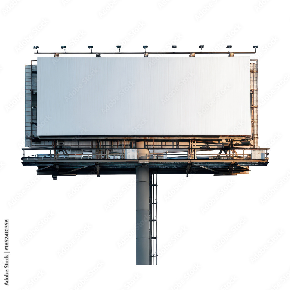 Obraz premium Empty billboard standing tall against the sky at sunset in an urban environment for advertising opportunities