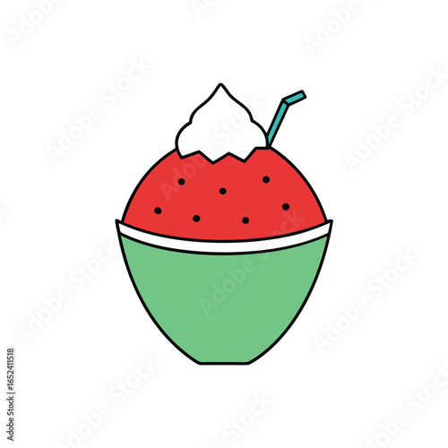 Refreshing watermelon slush in a bowl with crushed ice perfect for summer drinks and refreshment