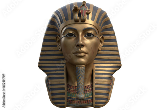Canvas Print Isolated Ancient Egyptian Golden Pharaoh Tutankhamun's Burial Mask
