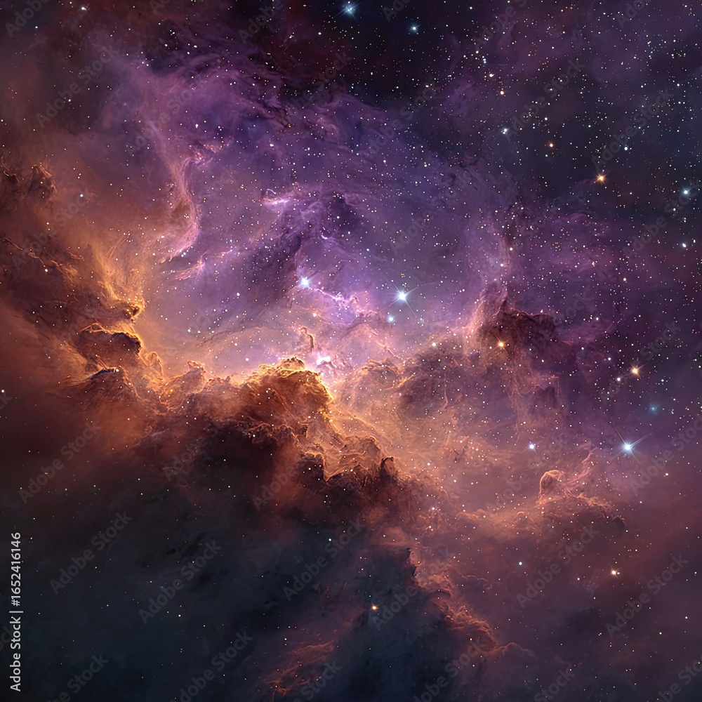 Fototapeta premium Stunning nebula filled with vibrant colors, stars. Cosmic dust, gas clouds