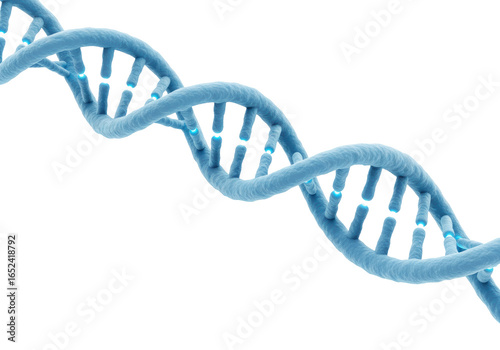 Isolated 3D Render of a Blue DNA Double Helix Structure