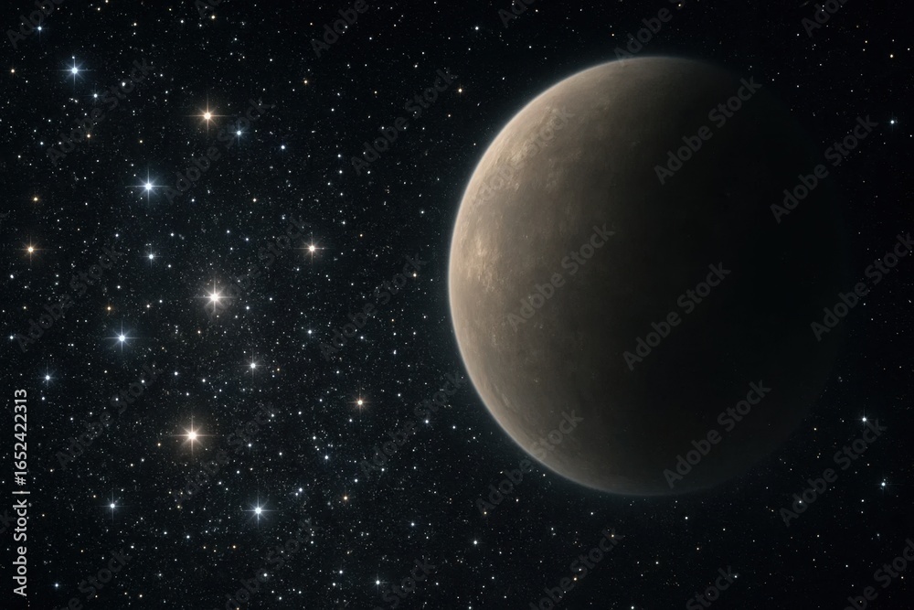 A lone celestial body glows amidst a sea of stars in an expansive cosmic canvas A lone celestial body glows amidst a sea of stars in an expansive cosmic canvas