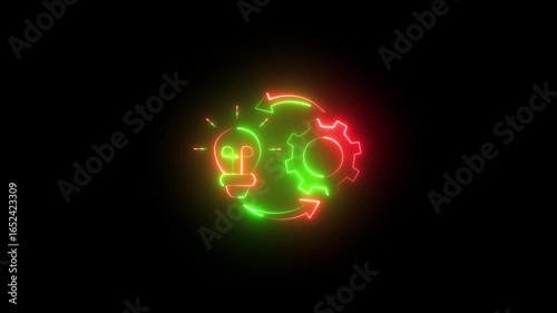 Wallpaper Mural Light arrow and  bulb  icon with Gear Inside icon animation. Simple and creative Business . new idea and setting icon . Torontodigital.ca