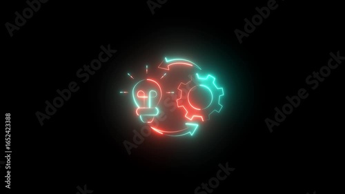 Wallpaper Mural Light arrow and  bulb  icon with Gear Inside icon animation. Simple and creative Business . new idea and setting icon . Torontodigital.ca