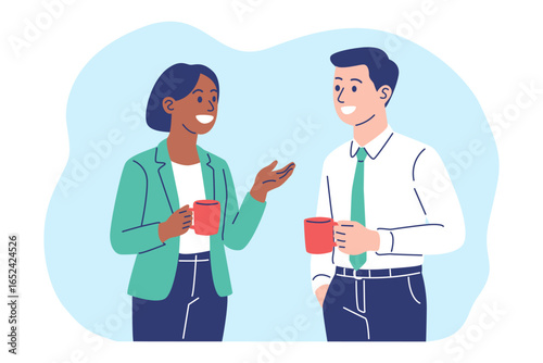 Diverse Colleagues or Friends Having a Casual Conversation with Coffee