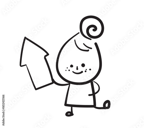 (Up) Collection of hand drawn lady business worker icons. Vector illustration.	