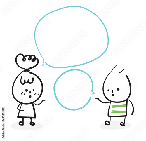 (speech bubbles) Collection of hand drawn business worker icons. Vector illustration.	