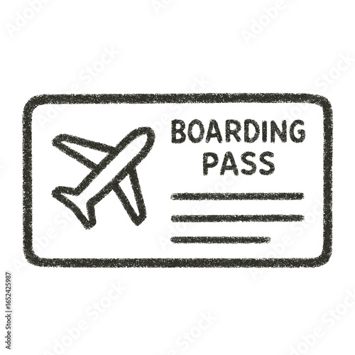 Boarding pass with airplane graphic in simple design  