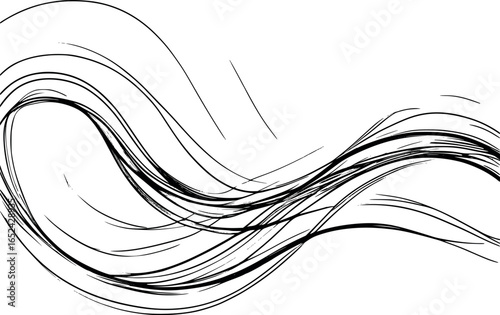 Energy flow sketch. Abstract line art symbolizing light and motion, vector illustration.