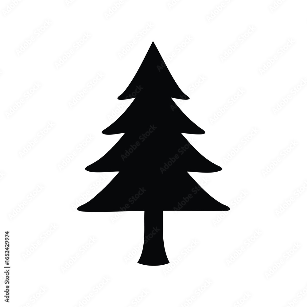 Obraz premium Black silhouette of a Christmas tree with a simple and cute design