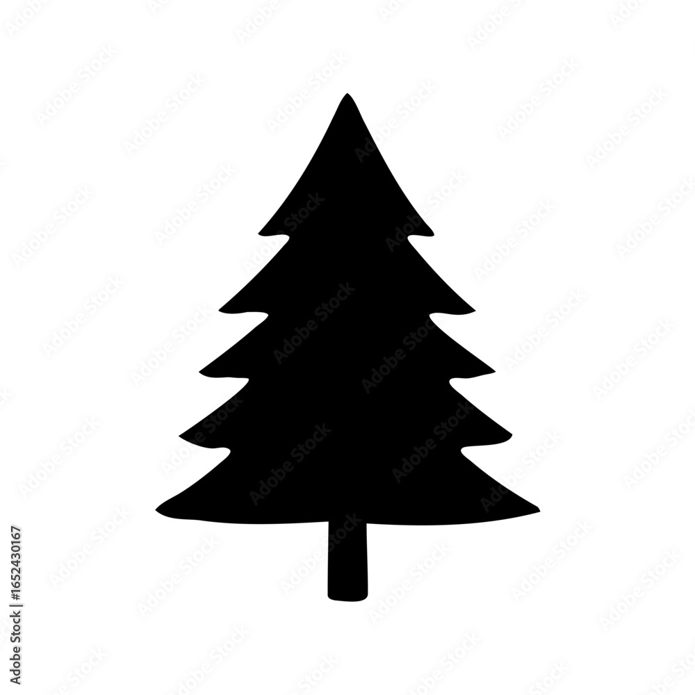 Obraz premium Simple black silhouette of a classic Christmas tree with three layers