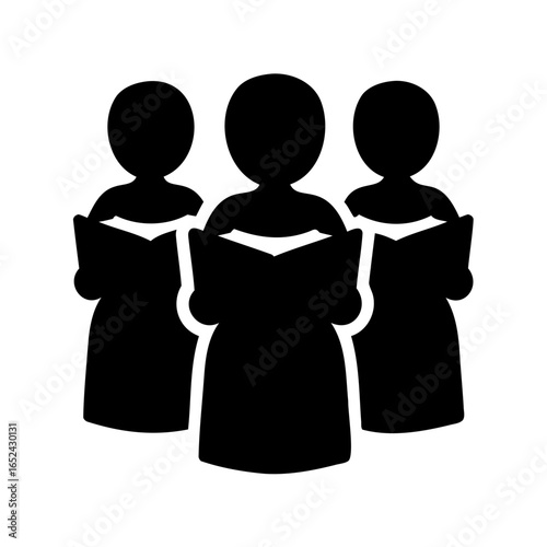 A Silhouette Representation of a Choir Singing from Songbooks in Unison