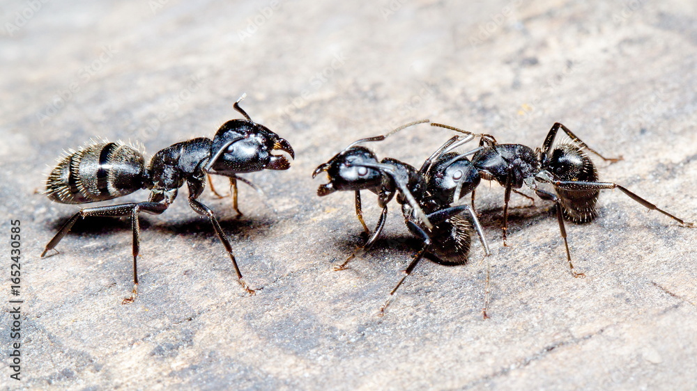 Fototapeta premium black ants on a leaf