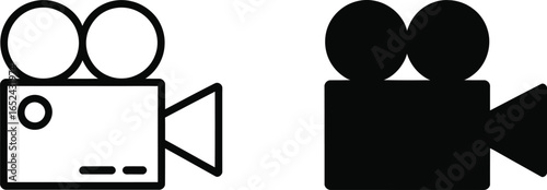 Retro Camera Silhouette Icon. Movie Camera Flat Design. Cinema Symbol