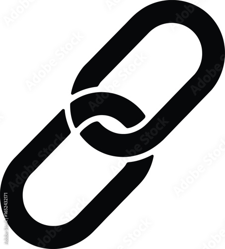 Simple Black Interlocking Chain Links on a Transparent Background Icon Design