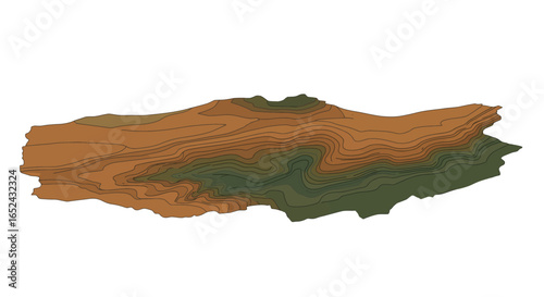 An abstract earthtoned landscape illustration with contours  color grading evoking a topographical map of terrain