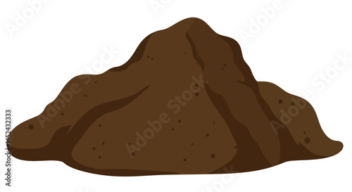 A pile of brown soil or dirt with a few dark spots shaped like a mound