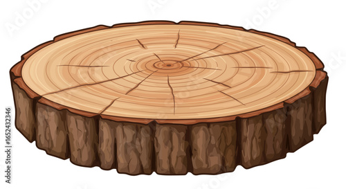 A cut tree trunk showing growth rings and bark