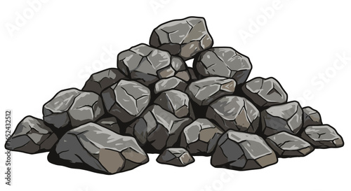 Cartoonstyle pile of gray rocks with visible edges variations in tone and a rough texture