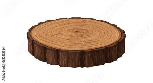 A cartoon tree stump showing tree rings and brown bark