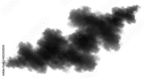 Dark fractal shape gray gradients create an amorphous cloudlike form on a white background