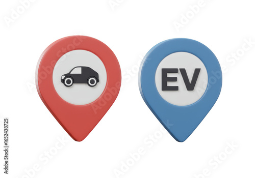 Free Download Isolated 3D Map Pins for Locating Conventional and Electric Vehicle Stations - GFXLoad