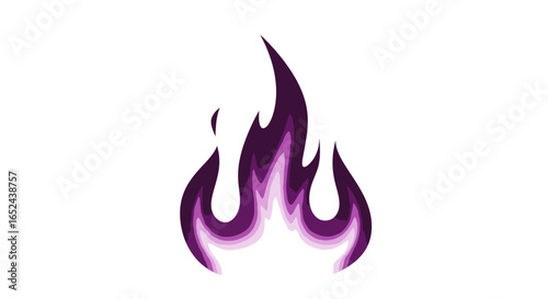 A digital illustration of purple and lavender flames against a white background