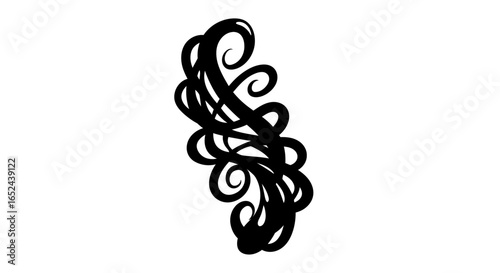 A dense black abstract swirl of lines  curves