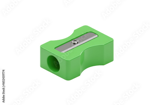 Photos Isolated 3D Render of a Green Pencil Sharpener for School and Office Supplies