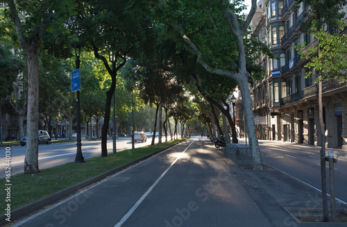 Early morning on Avenida Diagonal, Barcelona in spring