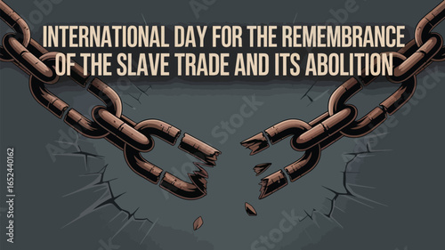 International Day for the Remembrance of the Slave Trade with Ship Wheel Illustration