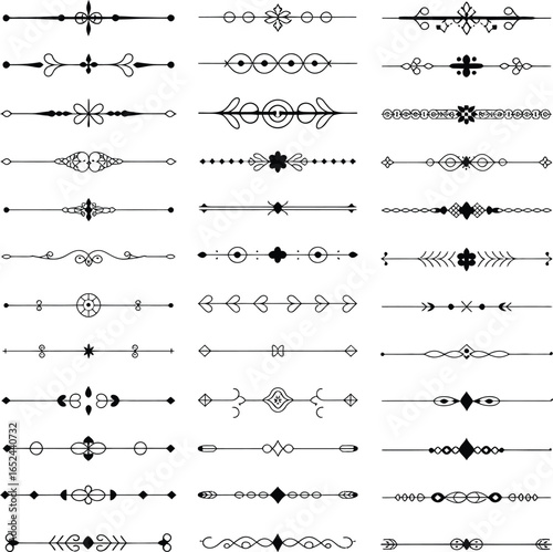 Decorative Dividers Set, Floral Ornaments, Line Art Elements, Text Separators