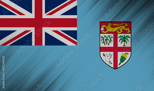 Flag of fiji featuring the union jack and coat of arms