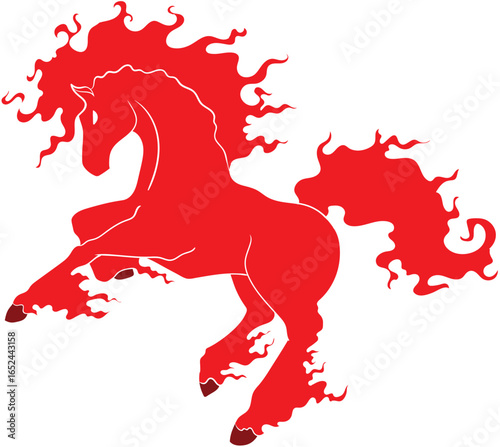 Fiery Horse Silhouette A Dynamic Red Illustration