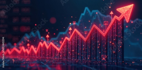 Graph showing rising prices & falling economic growth , arrow, data, market crash