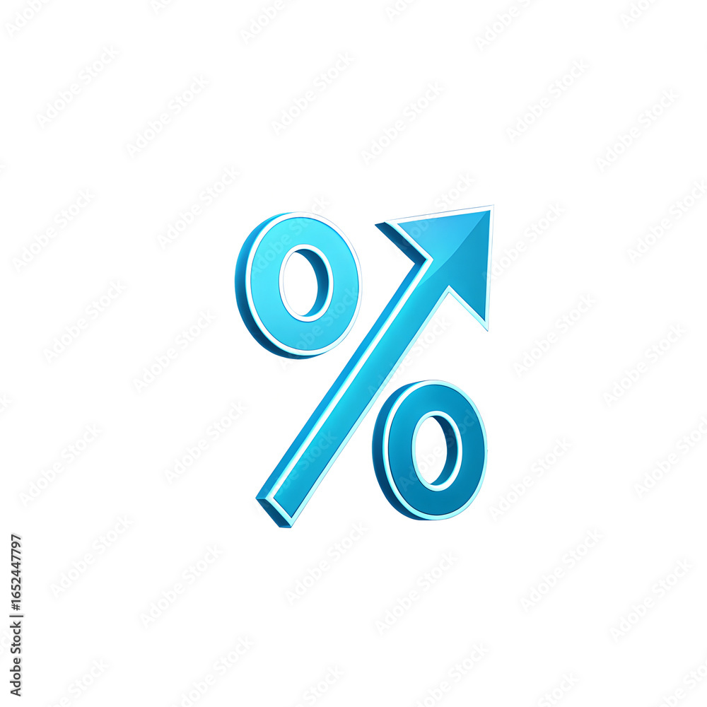 Obraz premium Blue Percentage Symbol with Upward Arrow graphic design
